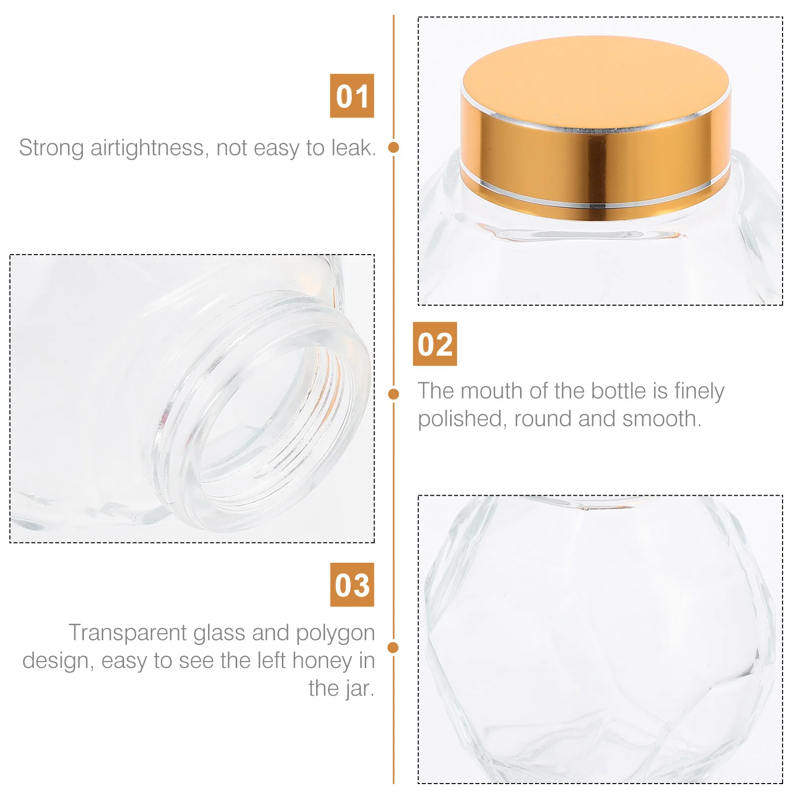 2Pcs Transparent Glass Honey Jar Hexagonal Shape Kitchen Storage Clear Bee Honey Bottle Sealing Clear Jars
2Pcs Transparent Glass Honey Jar Hexagonal Shape Kitchen Storage Clear Bee Honey Bottle Sealing Clear Jars