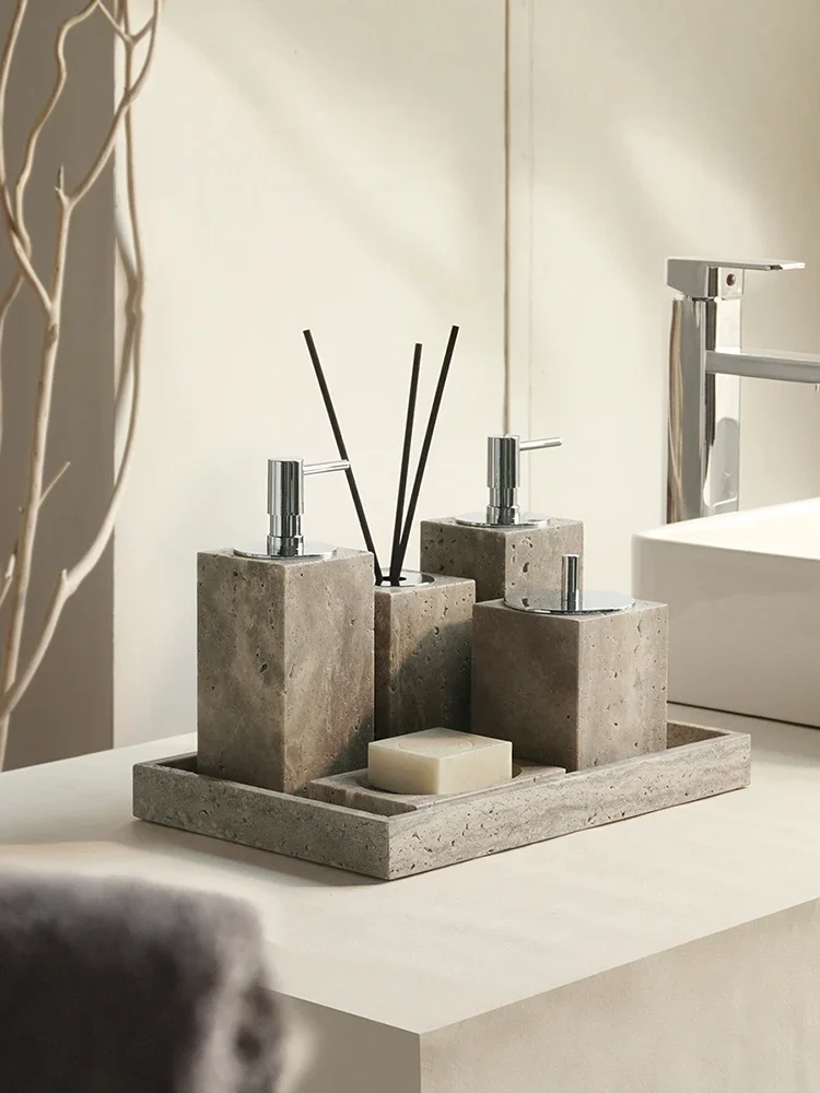 Travertino Grigio Bathroom Set Antique Natural Marble Soap Dispenser Reed Diffuser Soap Holder Tray Bathroom Accessories
Travertino Grigio Bathroom Set Antique Natural Marble Soap Dispenser Reed Diffuser Soap Holder Tray Bathroom Accessories