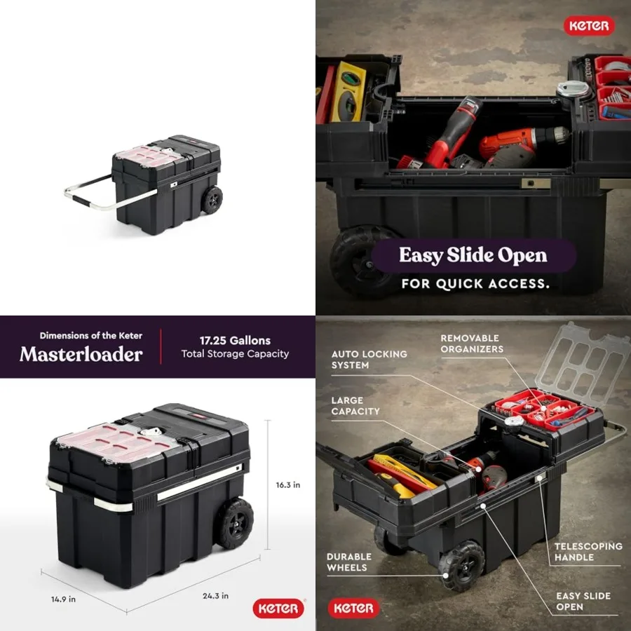 Resin Rolling Tool Box with Locking System and Removable Bins Perfect Organization and Storage Chest for Power Drill, Tape Meas
Resin Rolling Tool Box with Locking System and Removable Bins Perfect Organization and Storage Chest for Power Drill, Tape Meas