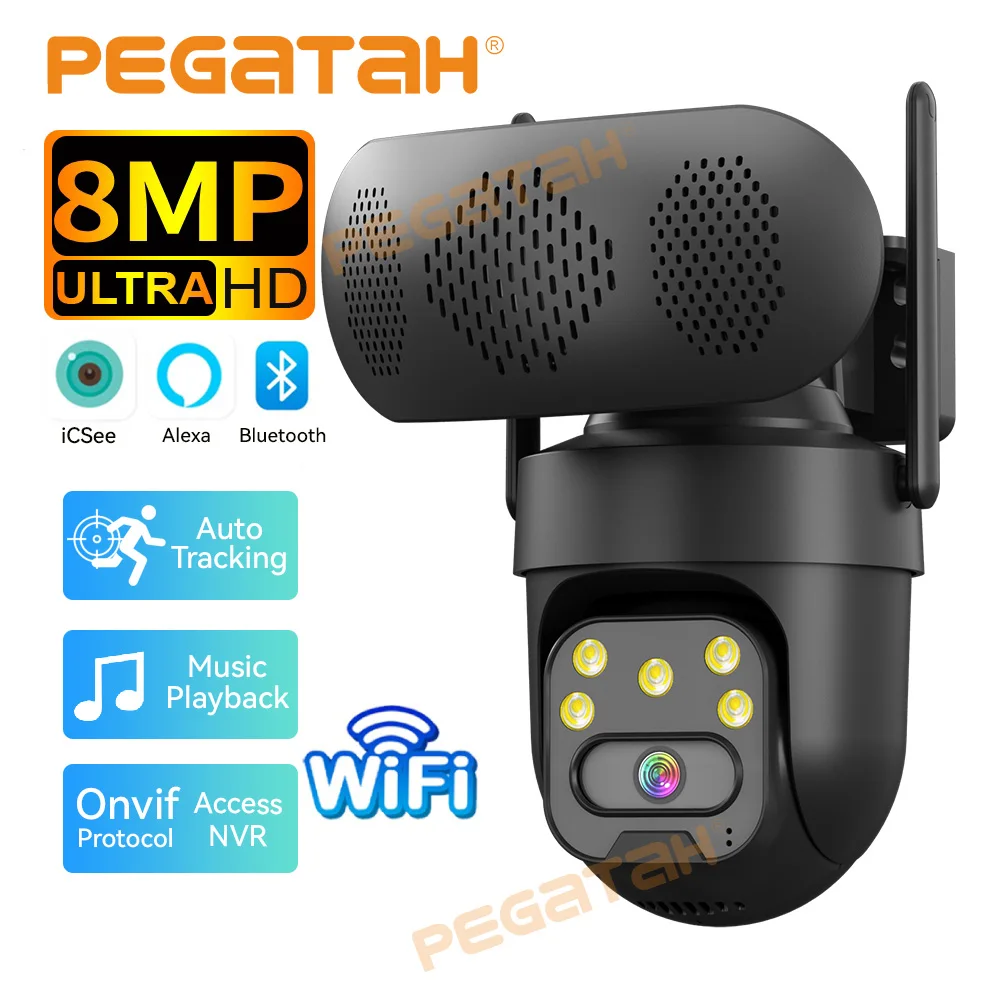 8MP WiFi IP Camera with Music Player Outdoor 4MP Color Night Vision Human Auto Tracking Security Cameras Bluetooth Speaker
8MP WiFi IP Camera with Music Player Outdoor 4MP Color Night Vision Human Auto Tracking Security Cameras Bluetooth Speaker