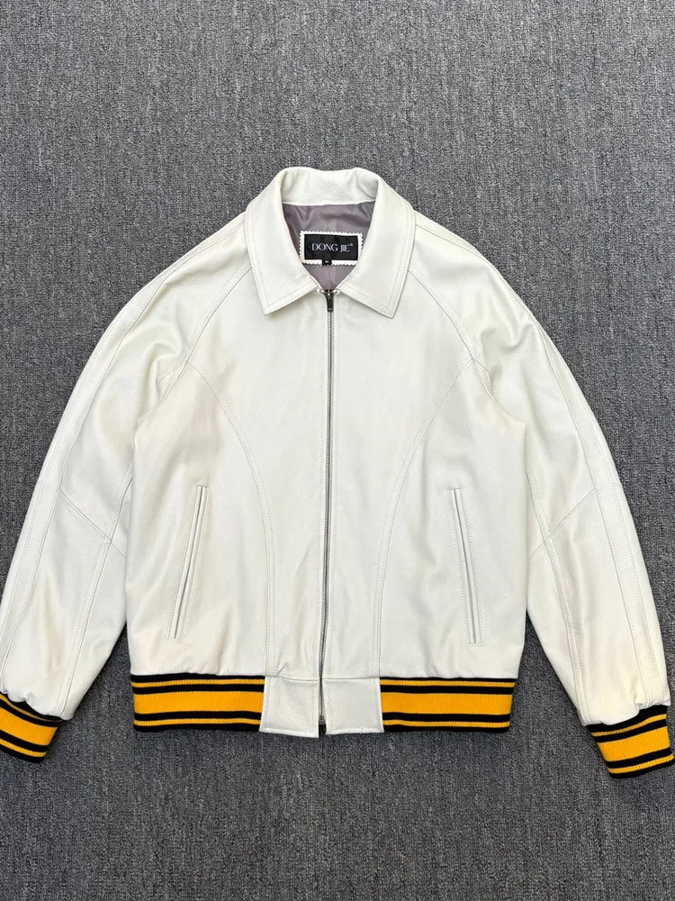Loose profile first layer calfskin leather leather jacket men's and women's lapel pure
Loose profile first layer calfskin leather leather jacket men's and women's lapel pure