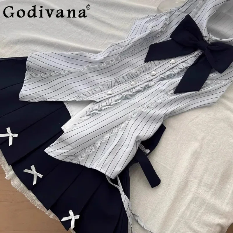 CyPreppy Стиль Мода Лолита Комплект из 2 предметов Женский летний топ с рюшами и галстуком-бабочкой Высокая талия Короткая юбка Костюмы Женские кружевные наряды
CyPreppy Стиль Мода Лолита Комплект из 2 предметов Женский летний топ с рюшами и галстуком-бабочкой Высокая талия Короткая юбка Костюмы Женские кружевные наряды