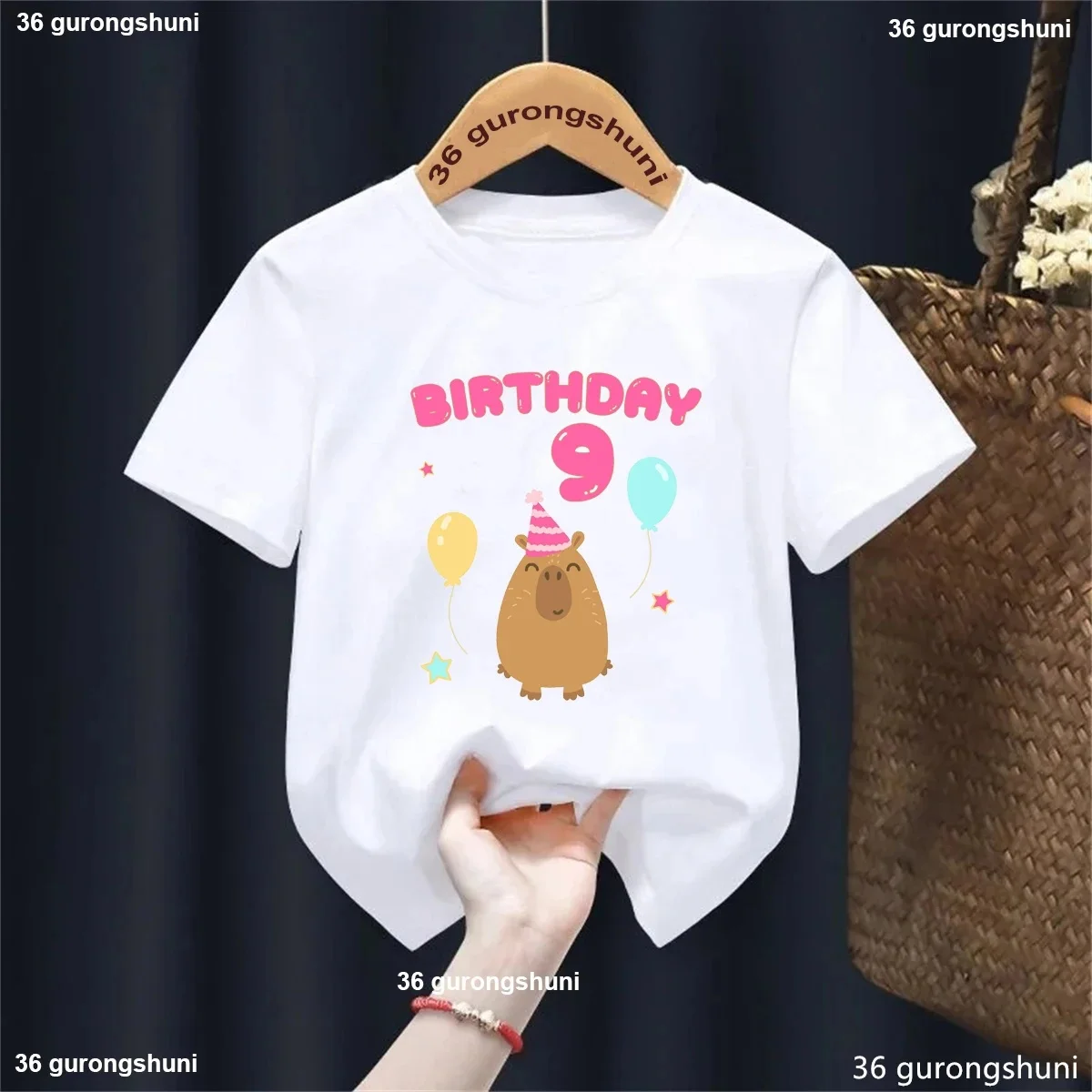 Cute 6th/7th/8th/9th Birthday Capybara Balloon Printed Tshirt Girls/Boys Funny Kawaii Kids Clothes Fashion Solid T-Shirt
Cute 6th/7th/8th/9th Birthday Capybara Balloon Printed Tshirt Girls/Boys Funny Kawaii Kids Clothes Fashion Solid T-Shirt