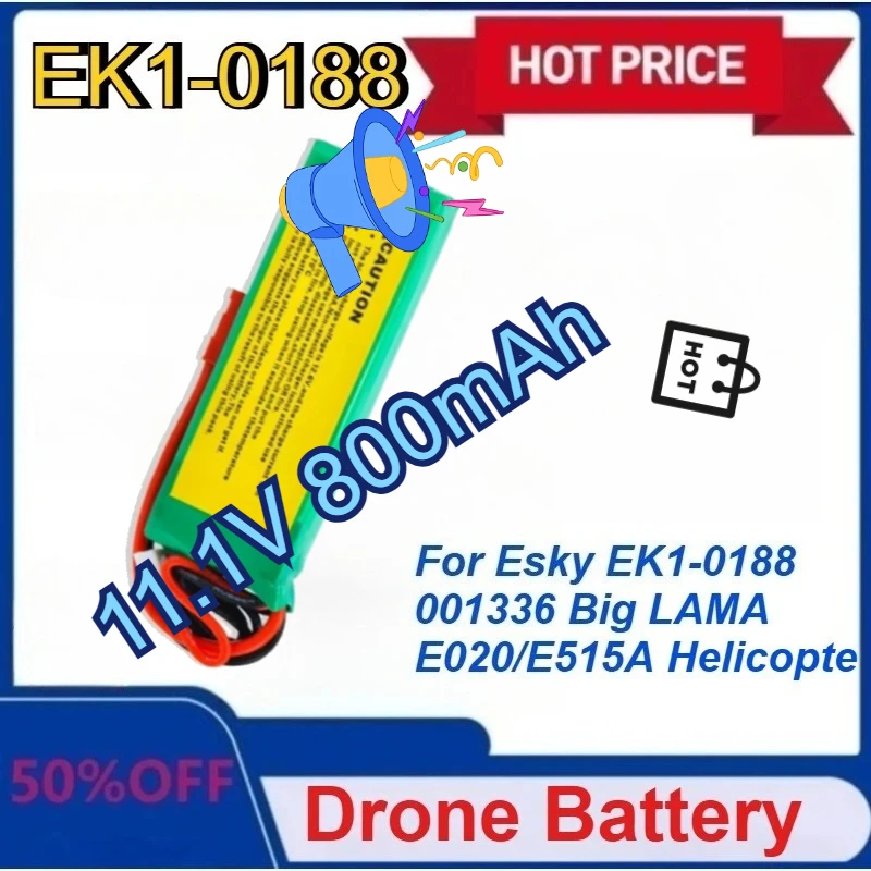 New 11.1V 800mAh Rechargeable Battery for Esky EK1-0188 001336 Big LAMA E020/E515A Helicopter for Model Airplane
New 11.1V 800mAh Rechargeable Battery for Esky EK1-0188 001336 Big LAMA E020/E515A Helicopter for Model Airplane