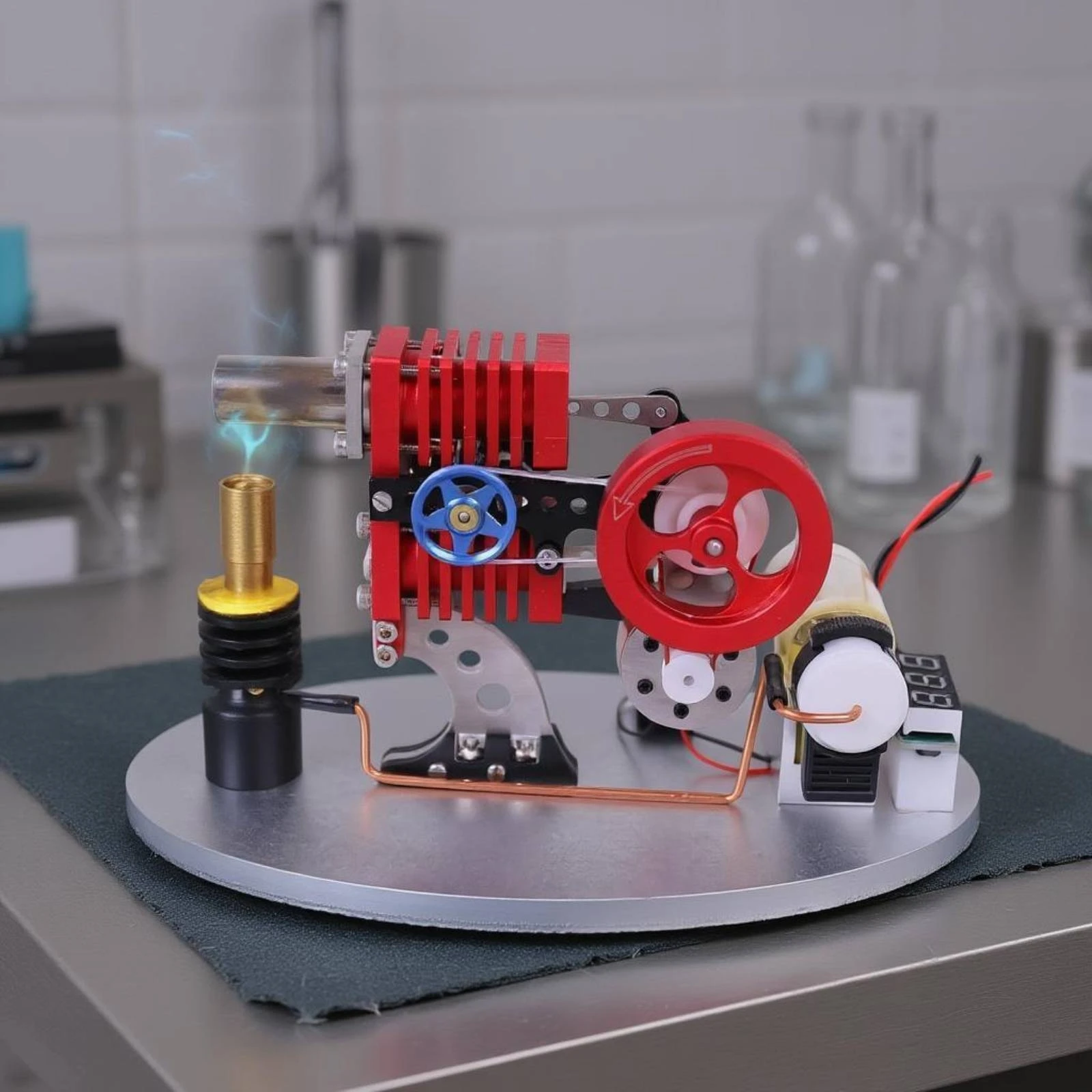 Stirling Engine Model Butane Powered LED Stirling Engine Electricity Generator Model Stainless Steel Science Experiment Kit
Stirling Engine Model Butane Powered LED Stirling Engine Electricity Generator Model Stainless Steel Science Experiment Kit