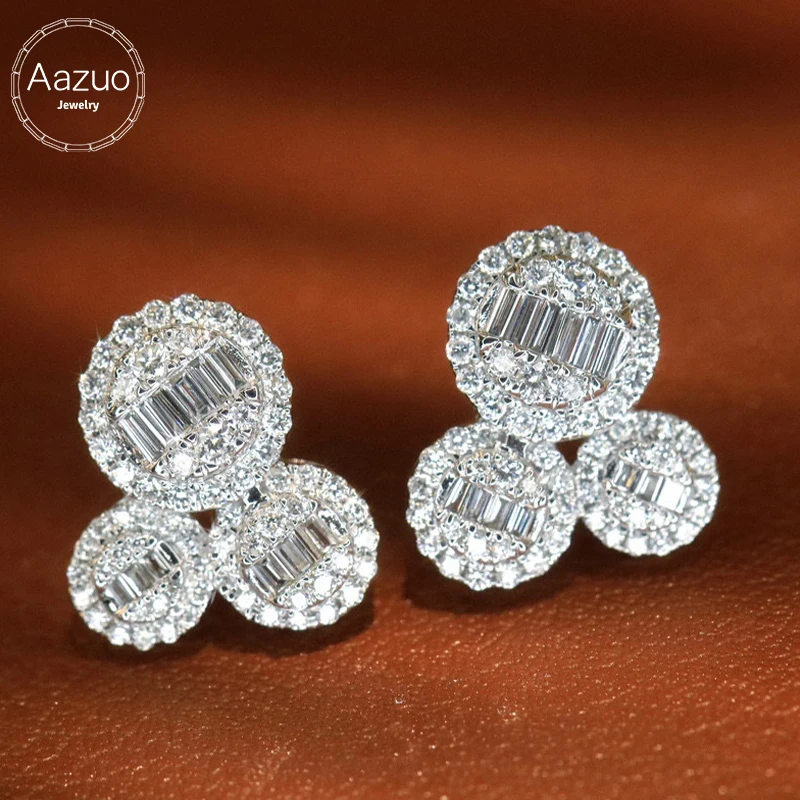 Aazuo Luxury Design High Quality Jewelry Real Diamonds Real 18K White Gold Stud Earrings Gifted For Women Wedding Party Au750
Aazuo Luxury Design High Quality Jewelry Real Diamonds Real 18K White Gold Stud Earrings Gifted For Women Wedding Party Au750