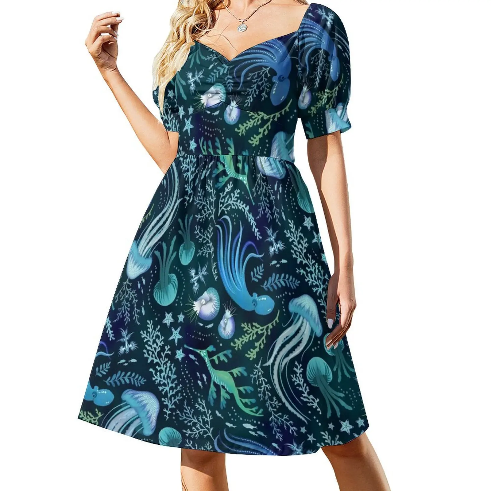 Ocean Beauty teal and blue Short Sleeved Dress Prom gown Summer women's clothing Dress
Ocean Beauty teal and blue Short Sleeved Dress Prom gown Summer women's clothing Dress