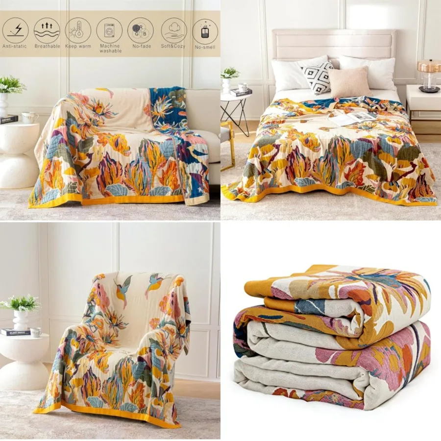 Boho Throw Blanket Queen Size Cotton Blanket for Bed Summer Breathable Throw Blanket for Living Room Home Decorative
Boho Throw Blanket Queen Size Cotton Blanket for Bed Summer Breathable Throw Blanket for Living Room Home Decorative