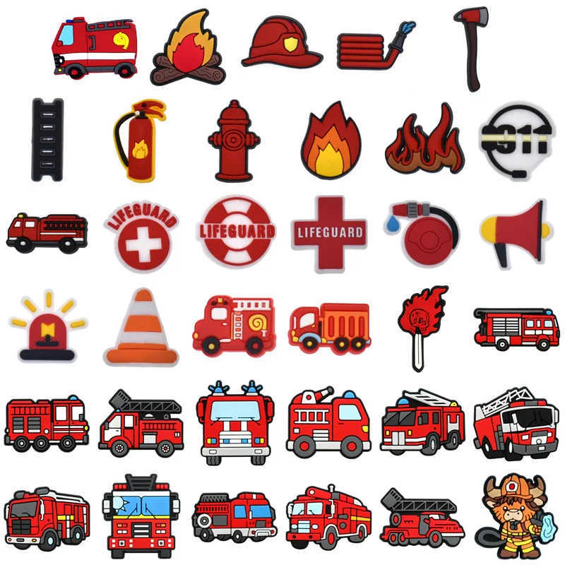 35pcs Creativity New Style Cartoon fire engine Firefighter DIY accessories 911 fire emblem PVC Shoe charmas clow for clogs Gift
35pcs Creativity New Style Cartoon fire engine Firefighter DIY accessories 911 fire emblem PVC Shoe charmas clow for clogs Gift