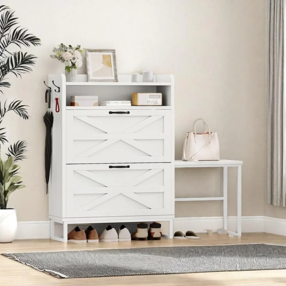 Farmhouse Shoe Storage Cabinet with 2 Flip Drawers, Slim Shoe Cabinet for Up to 16 Pairs, Narrow Shoe Rack for Entryway, Living
Farmhouse Shoe Storage Cabinet with 2 Flip Drawers, Slim Shoe Cabinet for Up to 16 Pairs, Narrow Shoe Rack for Entryway, Living