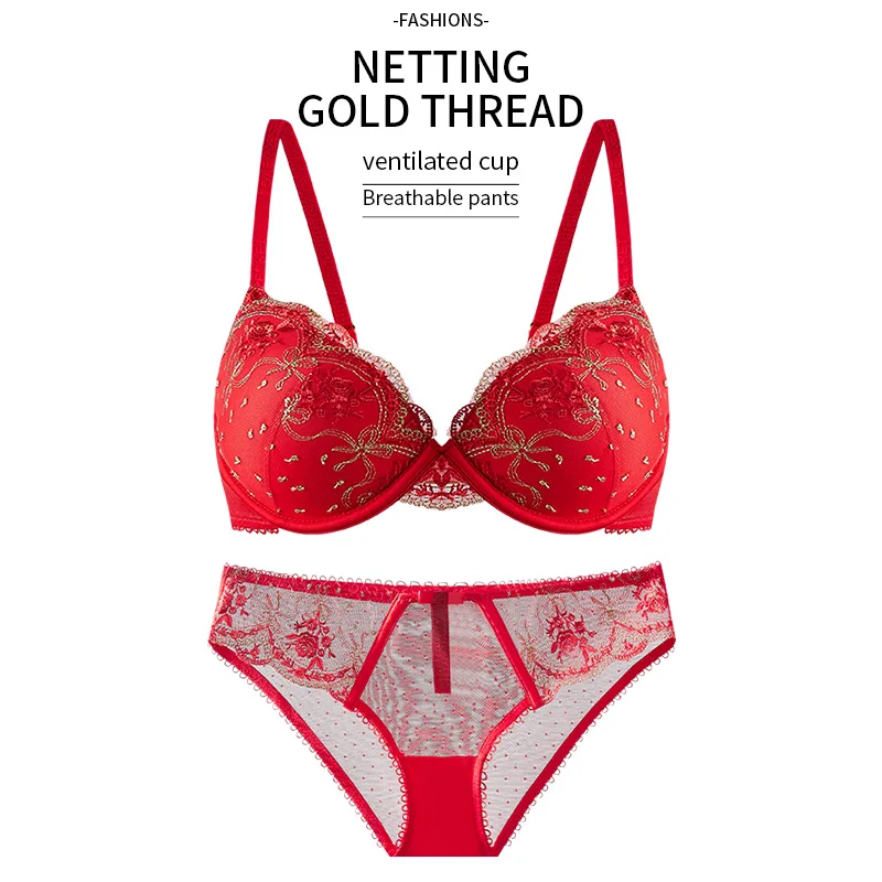 Bright red sexy lace lingerie set pushes up the underwear brand plus size bra simple set seamless underwear set
Bright red sexy lace lingerie set pushes up the underwear brand plus size bra simple set seamless underwear set