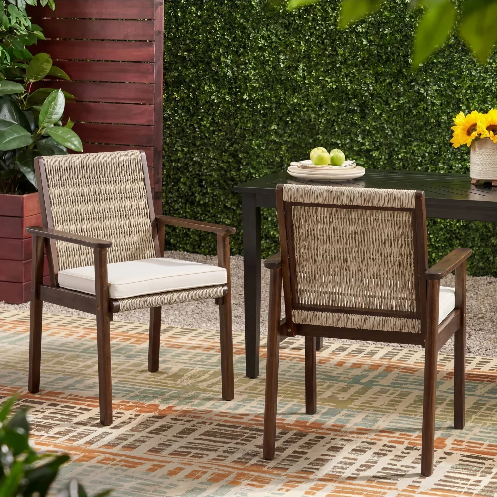 Ye Outdoor Dining Chair Set of 2, Dark Brown, Acacia Wood & Wicker Rattan Woven Patio Chairs, Outdoor Armchair for Patio, Backyard, Poolside, Balcony with Waterproof Seat and Cushion
Ye Outdoor Dining Chair Set of 2, Dark Brown, Acacia Wood & Wicker Rattan Woven Patio Chairs, Outdoor Armchair for Patio, Backyard, Poolside, Balcony with Waterproof Seat and Cushion