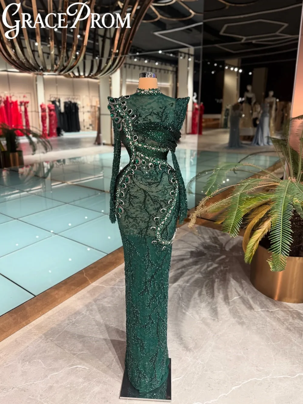 Dark Green Glamorous Beaded Evening Dress Opulent Crystal Straight Long Wedding Party Gown Customized Banquet Gowns
Dark Green Glamorous Beaded Evening Dress Opulent Crystal Straight Long Wedding Party Gown Customized Banquet Gowns
