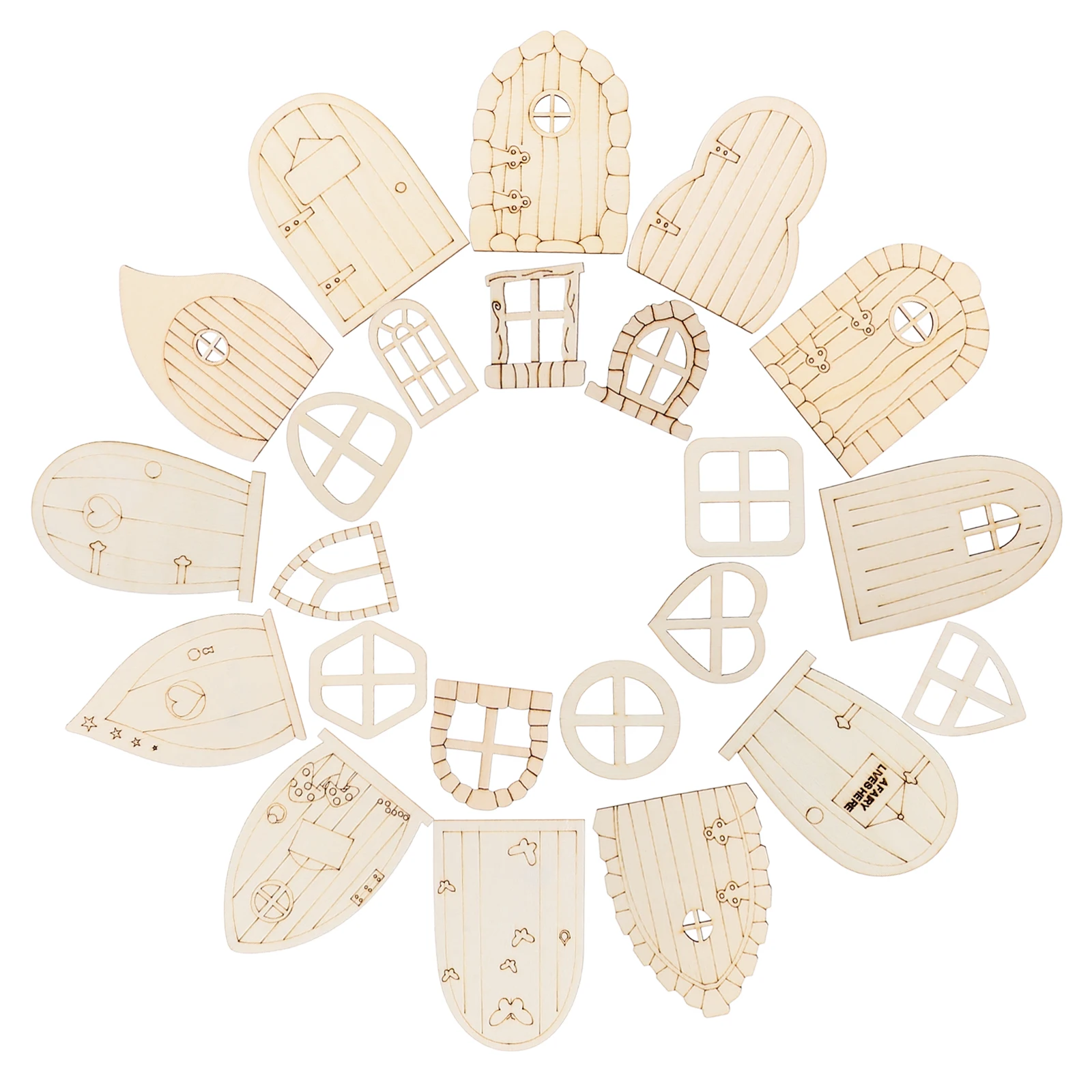 96 Pcs Miniature Wooden Fairy Garden Door Ornaments Craft Kit Unpainted DIY Decorations for House Model plywood
96 Pcs Miniature Wooden Fairy Garden Door Ornaments Craft Kit Unpainted DIY Decorations for House Model plywood