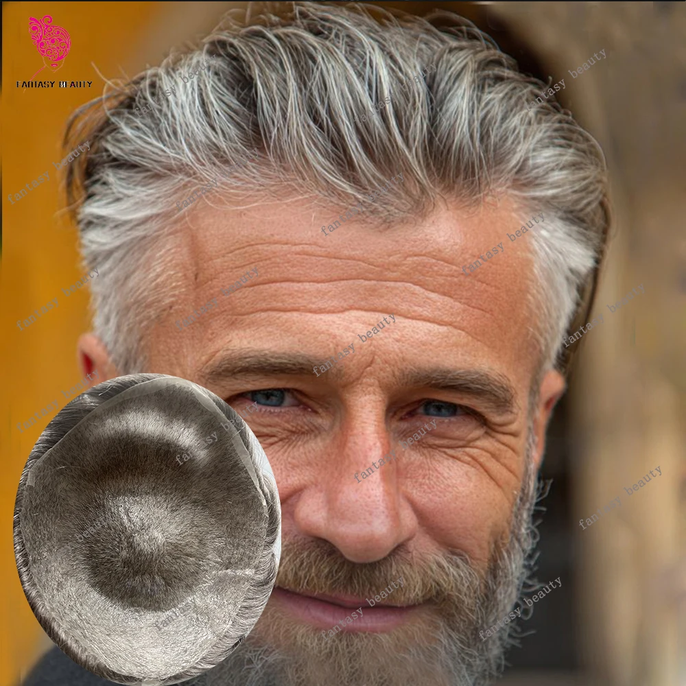 80% Density 0.02mm Super Thin Skin light Brown Grey 365# 1b65 Capillary Prosthesis System Human Hair Natural Hairline Men Toupee
80% Density 0.02mm Super Thin Skin light Brown Grey 365# 1b65 Capillary Prosthesis System Human Hair Natural Hairline Men Toupee