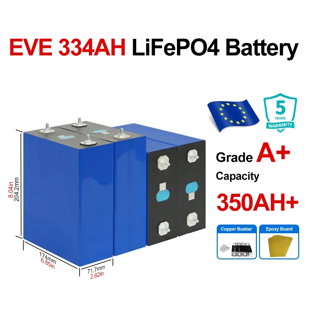 Аккумулятор LiFePO4 LFP 360AH EVE 334AH, 8000 циклов, 48В, 340Ач, призматические элементы, склад ЕС, для домашней системы хранения энергии
Аккумулятор LiFePO4 LFP 360AH EVE 334AH, 8000 циклов, 48В, 340Ач, призматические элементы, склад ЕС, для домашней системы хранения энергии