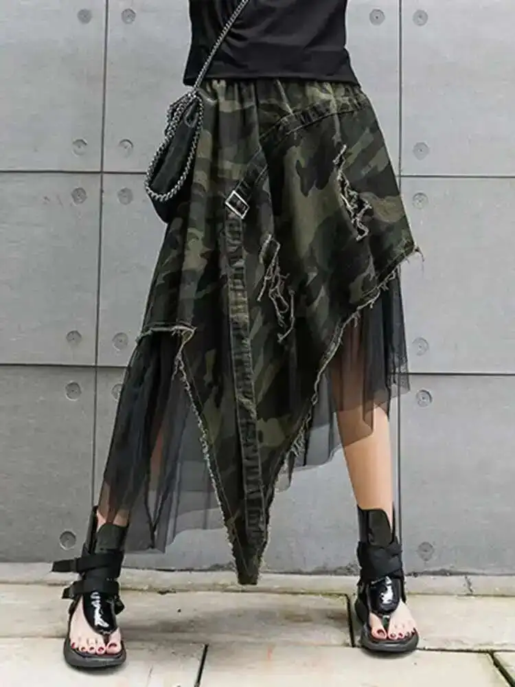 High Elastic Waist Camouflage Irregular Mesh A-line Half-body Skirt Women Fashion Tide New Spring Autumn
High Elastic Waist Camouflage Irregular Mesh A-line Half-body Skirt Women Fashion Tide New Spring Autumn