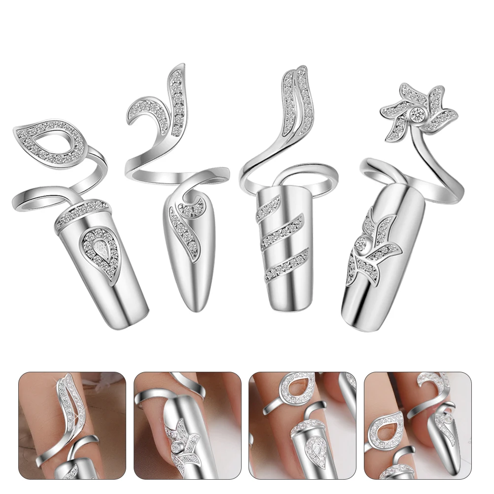 4 Pcs Rhinestone Nail Rings for Women Elegant Decorative Jewelry Set Wedding Party Accessories Christmas Gifts
4 Pcs Rhinestone Nail Rings for Women Elegant Decorative Jewelry Set Wedding Party Accessories Christmas Gifts