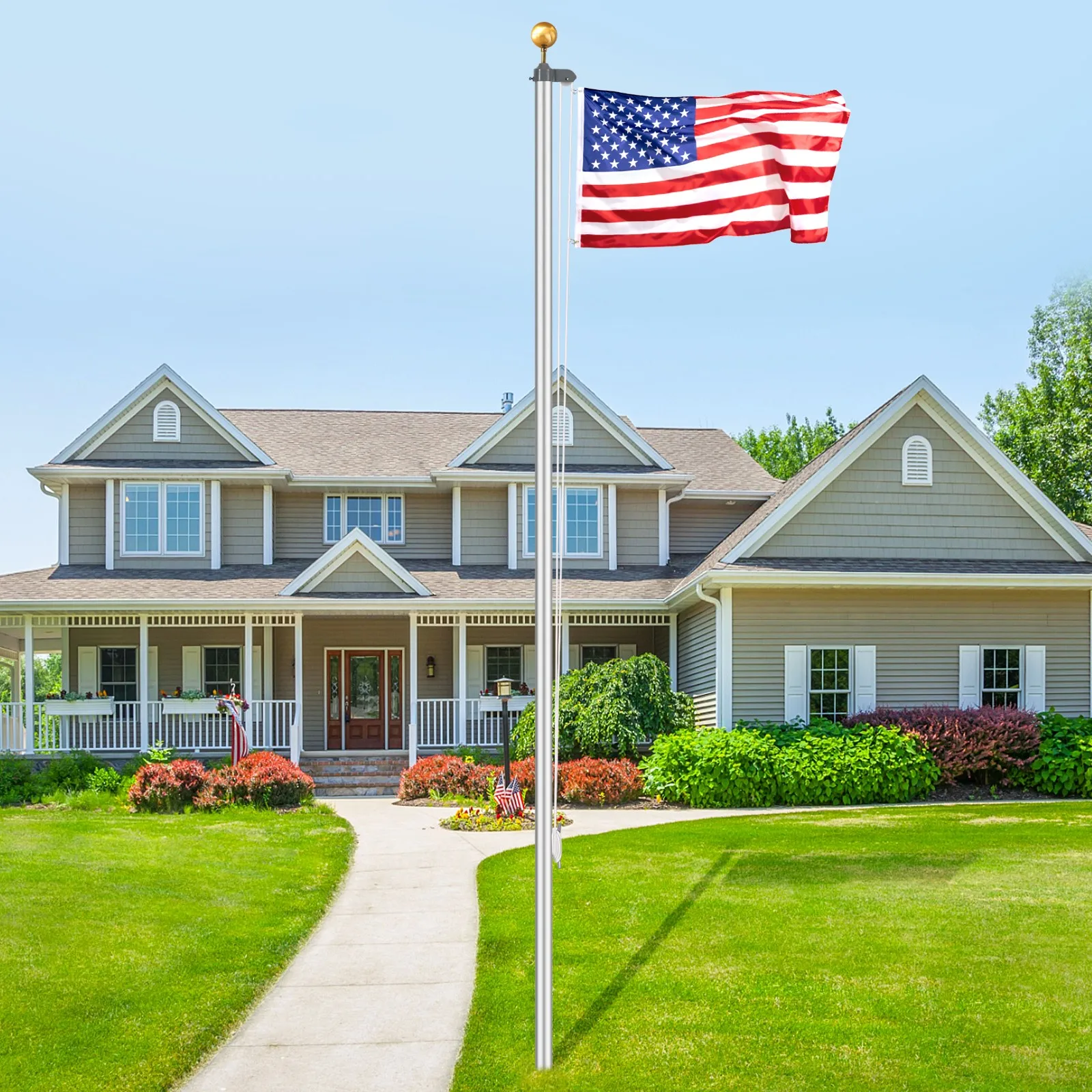 20FT Detachable Flagpole Kit Heavy Duty Aluminum Flag Pole American Silver
20FT Detachable Flagpole Kit Heavy Duty Aluminum Flag Pole American Silver
