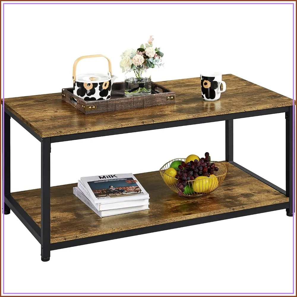 Industrial Coffee Table with Storage Shelf, Rectangle Side End Table, Rustic Brown for Living Room
Industrial Coffee Table with Storage Shelf, Rectangle Side End Table, Rustic Brown for Living Room