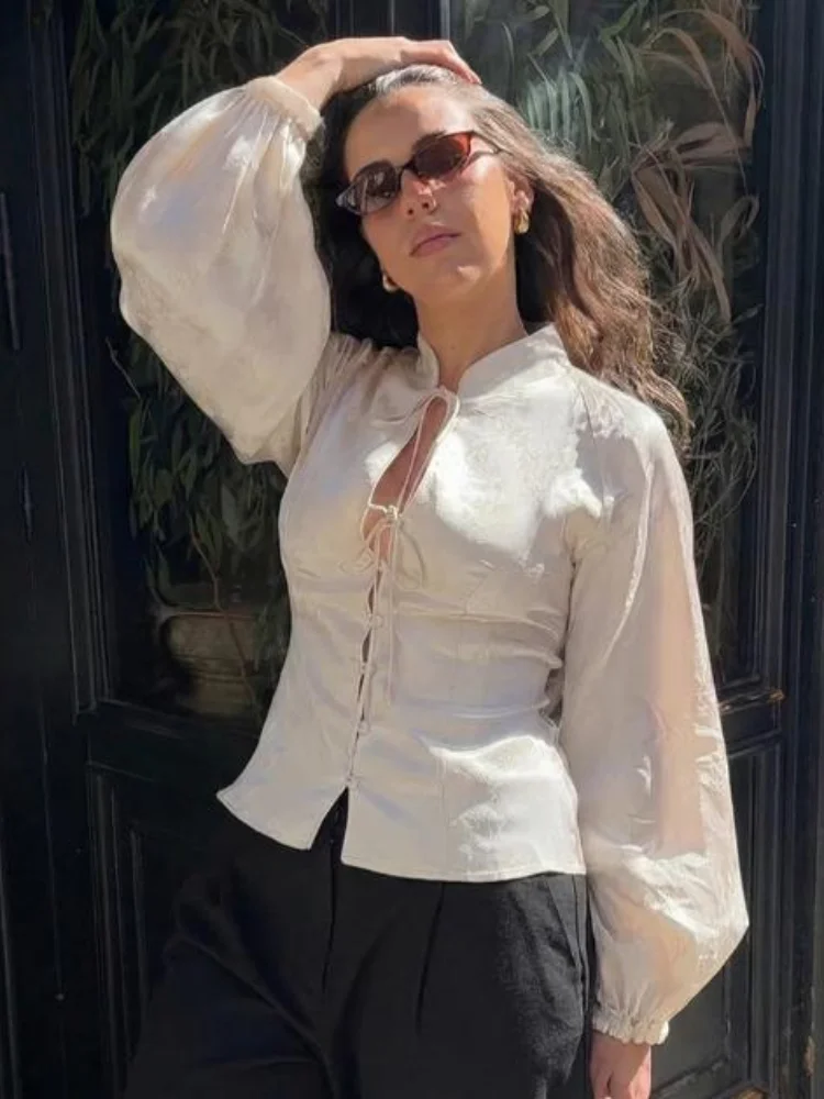 Women White Satin Blouse Fashion Sexy Lantern Sleeve Tie Front Slim Fit Waist Shirt Y2k 2026 Summer New Lady Casual Streetwears
Women White Satin Blouse Fashion Sexy Lantern Sleeve Tie Front Slim Fit Waist Shirt Y2k 2026 Summer New Lady Casual Streetwears
