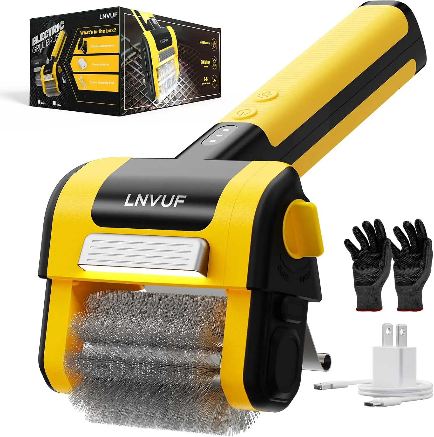 Electric Grill Brush with LED Light, 800 RPM Motor, Cordless & Type-C Rechargeable for BBQ Cleaning
Electric Grill Brush with LED Light, 800 RPM Motor, Cordless & Type-C Rechargeable for BBQ Cleaning