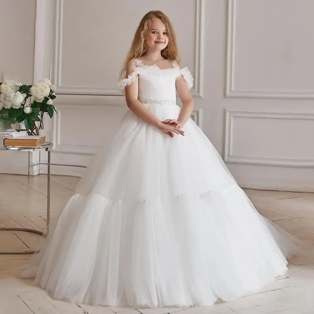 Chiffon Tulle Pleat Princess Luxury Wedding Flower Girl Dress Off The Shoulder Long Ball Elegant First Communion Dress New
Chiffon Tulle Pleat Princess Luxury Wedding Flower Girl Dress Off The Shoulder Long Ball Elegant First Communion Dress New