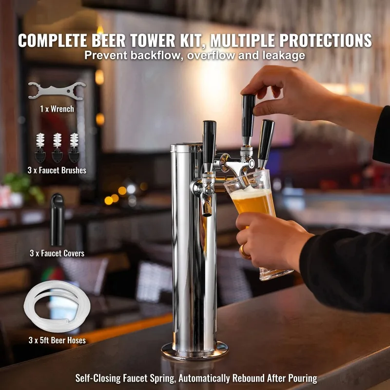 Single Tap Stainless Steel Draft Beer Tower 3 Inch Column Kegerator Dispenser Homebrew Bar Chrome Plated Faucet Installation Kit
Single Tap Stainless Steel Draft Beer Tower 3 Inch Column Kegerator Dispenser Homebrew Bar Chrome Plated Faucet Installation Kit