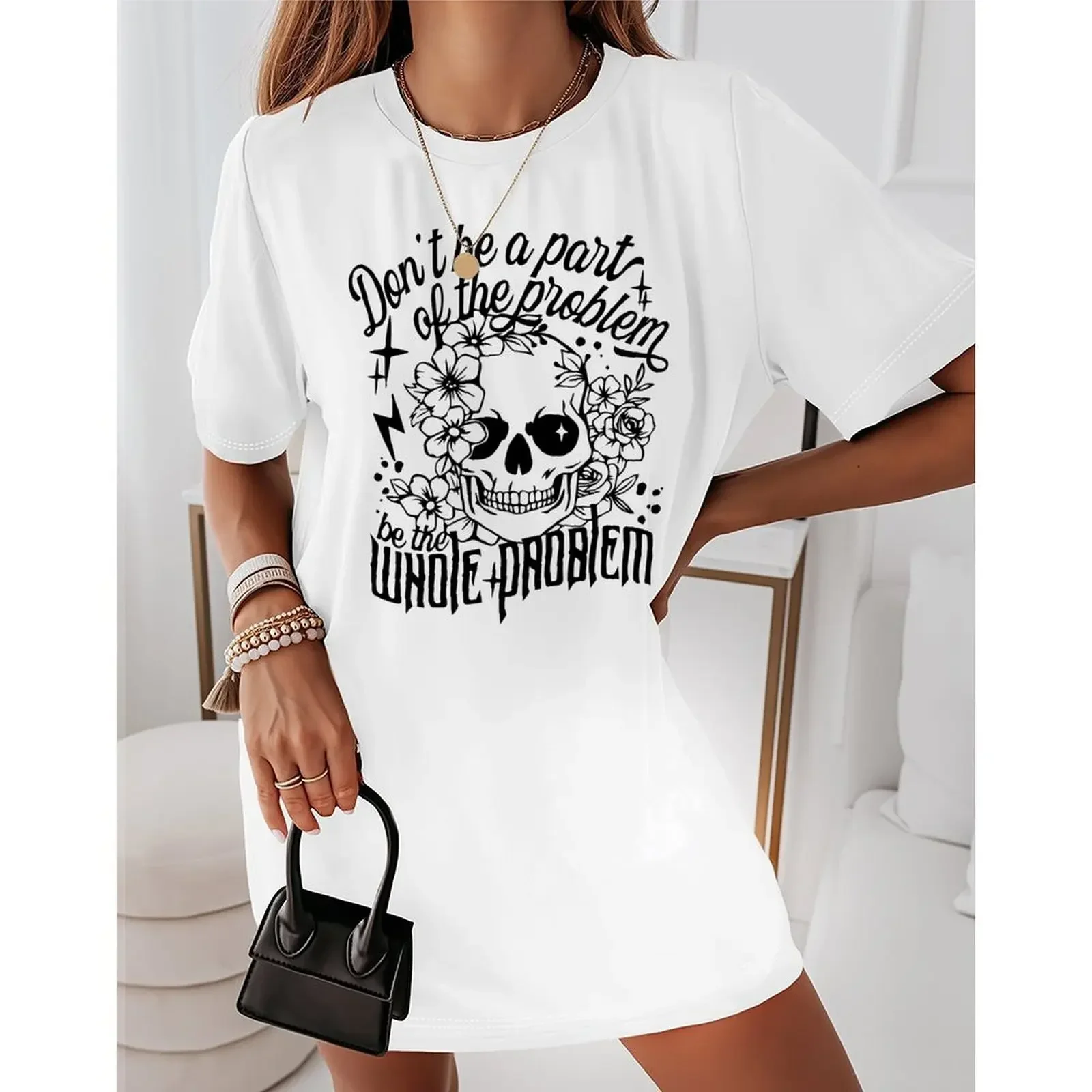 2025 Summer Tops For Woman Short Sleeve Oversized Fashionable Casual Funny Skeleton Floral Print T-Shirts Y2k Clothes
2025 Summer Tops For Woman Short Sleeve Oversized Fashionable Casual Funny Skeleton Floral Print T-Shirts Y2k Clothes