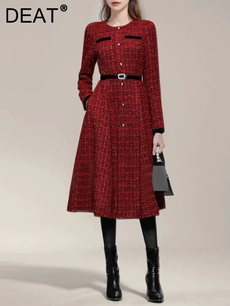 DEAT 2024 Autumn Woolen Long Sleeve Elegant Dress For Women Round Collar Single Breasted Pockets Female Dresses Fashion 15C433
DEAT 2024 Autumn Woolen Long Sleeve Elegant Dress For Women Round Collar Single Breasted Pockets Female Dresses Fashion 15C433