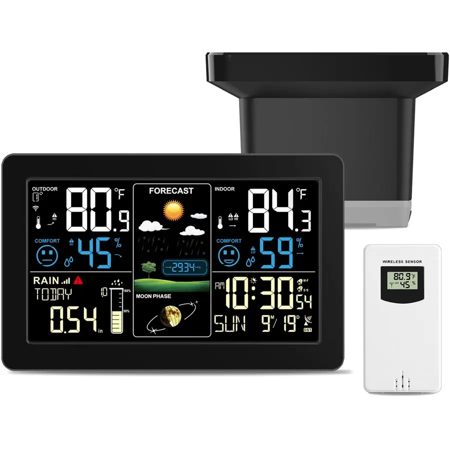 Station with Rain Gauge Outdoor, Home Weather Stations Wireless Indoor Outdoor with Digital Rain Gauges, Thermometer, Barometer
Station with Rain Gauge Outdoor, Home Weather Stations Wireless Indoor Outdoor with Digital Rain Gauges, Thermometer, Barometer