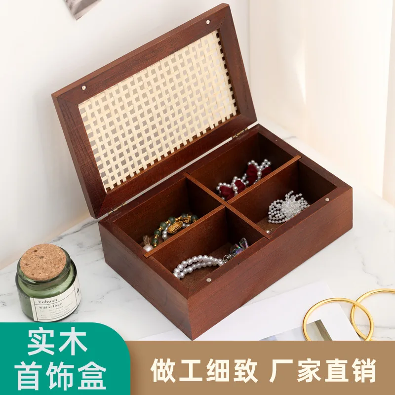 Vintage solid wood storage box jewelry box, miscellaneous rattan storage box, new handmade jewelry box, black walnut decoration
Vintage solid wood storage box jewelry box, miscellaneous rattan storage box, new handmade jewelry box, black walnut decoration