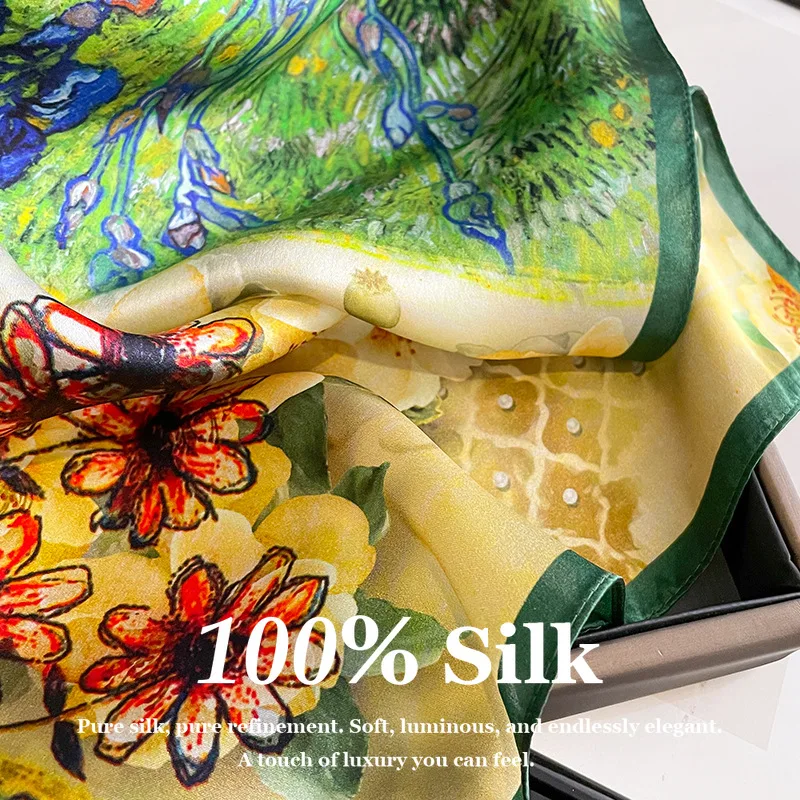 New Luxury Brand 100% Real Silk Scarf Women Oil Painting Shawls and Wraps Female Bandana Foulard Hijab Beach Cover Up Scarf Wear
New Luxury Brand 100% Real Silk Scarf Women Oil Painting Shawls and Wraps Female Bandana Foulard Hijab Beach Cover Up Scarf Wear