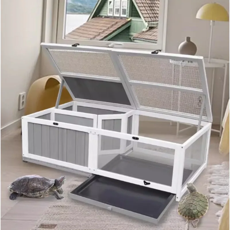 Solid wood turtle terrarium with tray open and close top lid tortoise water turtle climbing pet villa hamster cage
Solid wood turtle terrarium with tray open and close top lid tortoise water turtle climbing pet villa hamster cage