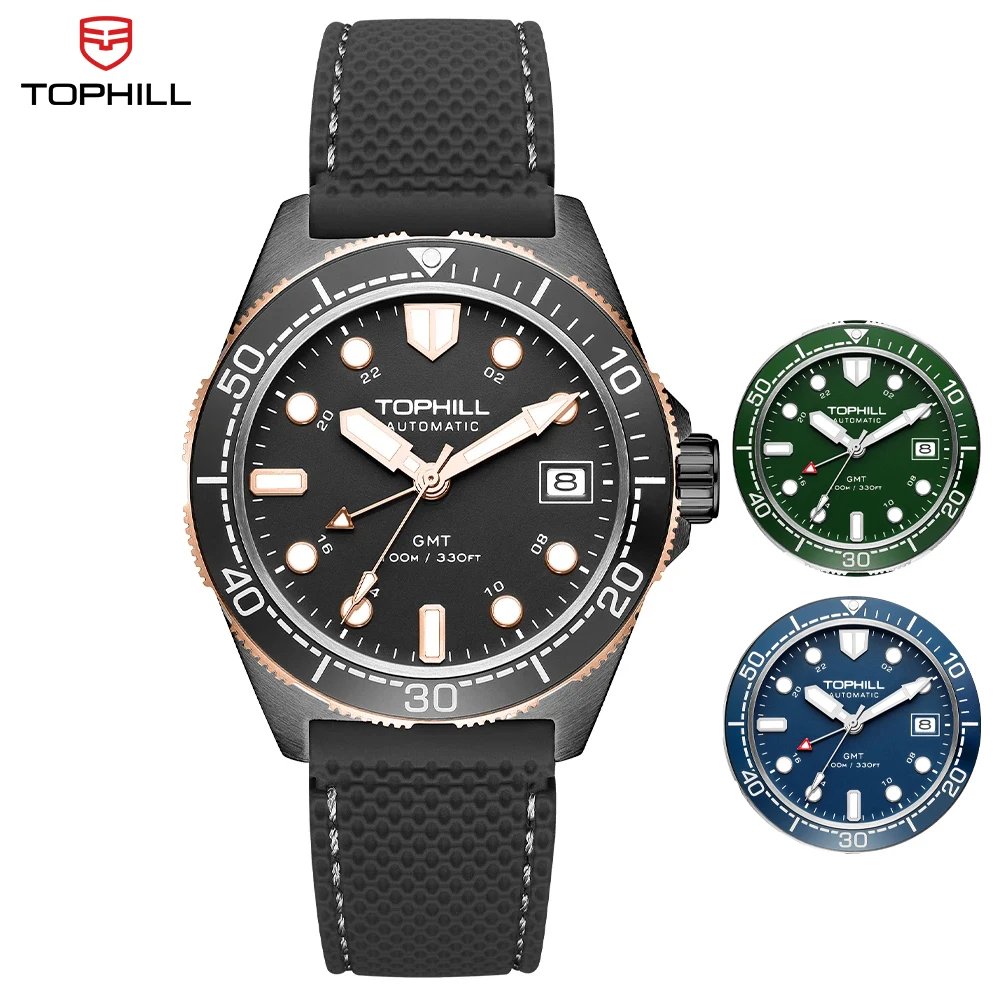 Tophill Watch For Men NH34 GMT Automatic Movement Field Ceramic Bezel Bgw9 Luminous Sapphire Glass 100m Waterproof Dive Watch
Tophill Watch For Men NH34 GMT Automatic Movement Field Ceramic Bezel Bgw9 Luminous Sapphire Glass 100m Waterproof Dive Watch