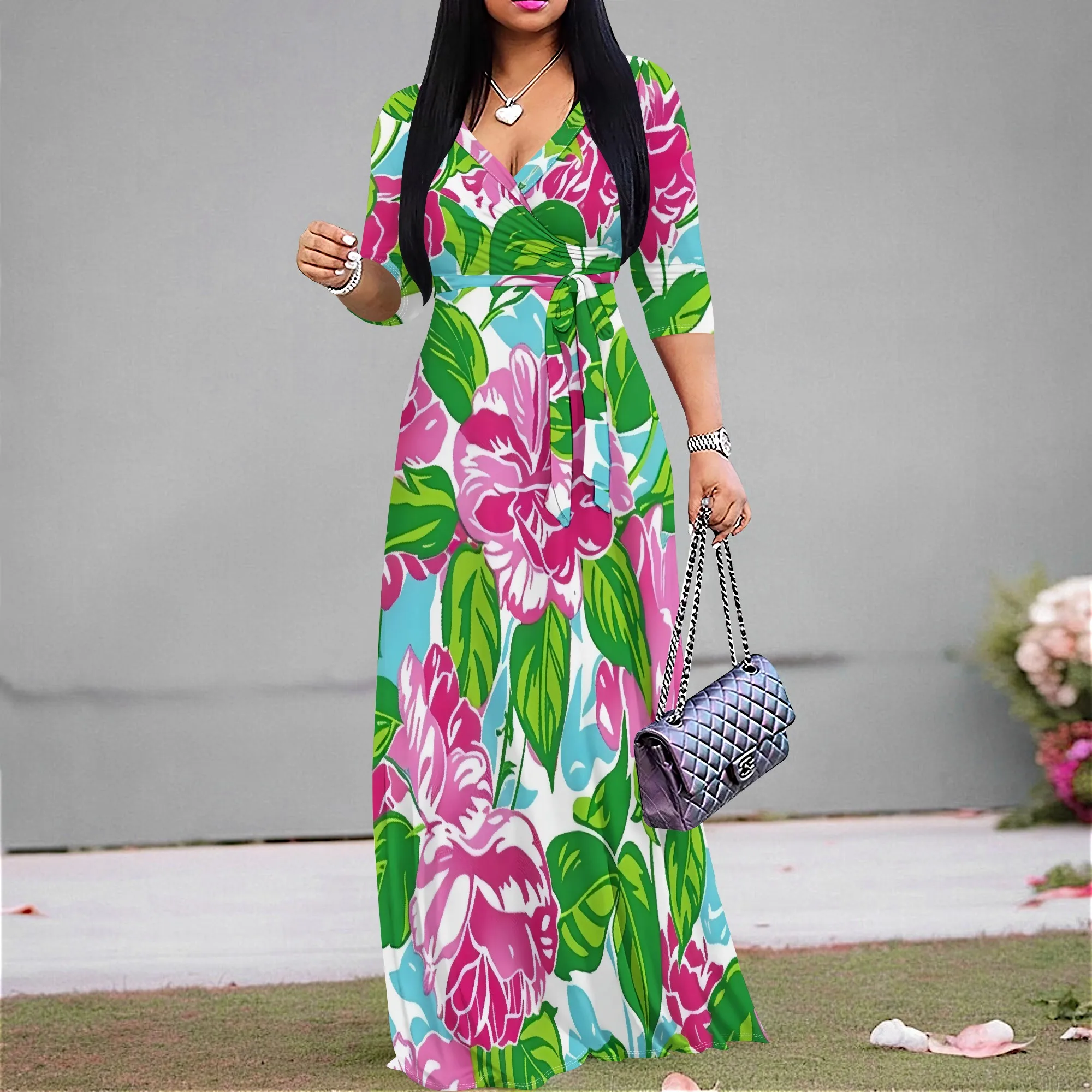 Women's Tropical Floral Maxi Dress Wrap V Neck Colorful Summer Beach Vacation Luau Party Dress S-3XL Cruise Look
Women's Tropical Floral Maxi Dress Wrap V Neck Colorful Summer Beach Vacation Luau Party Dress S-3XL Cruise Look