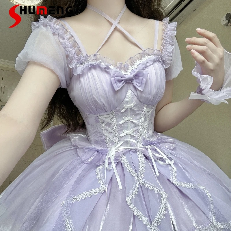Japanese Elegant Sweet Heavy Industry Princess Dress Square Neck Puff Sleeve Lace-up Bow High Waist Lolita Fluffy Dress Women
Japanese Elegant Sweet Heavy Industry Princess Dress Square Neck Puff Sleeve Lace-up Bow High Waist Lolita Fluffy Dress Women