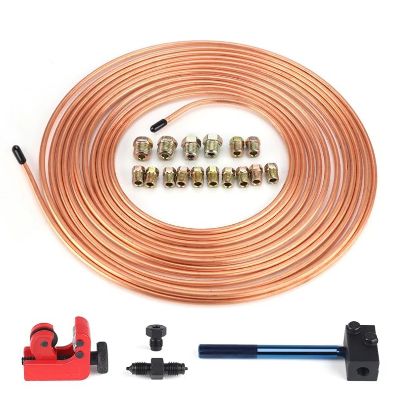 25 футов, 7,62 м, 3/16 дюйма, наружный диаметр, катушка, тормозная трубка, трубка, ремонтный комплект с 16 шт., гайки для трубок, инструмент для двойного развальцовки, стрела 
25 футов, 7,62 м, 3/16 дюйма, наружный диаметр, катушка, тормозная трубка, трубка, ремонтный комплект с 16 шт., гайки для трубок, инструмент для двойного развальцовки, стрела