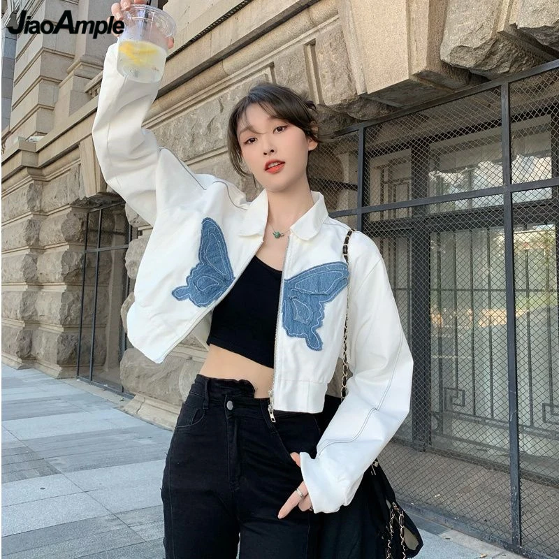 Women Spring Autumn Hip Hop Butterfly Jackets Korean Fashion Shorts Coats 2023 New Lady Cool Zipper Tops Black Outerwear Female
Women Spring Autumn Hip Hop Butterfly Jackets Korean Fashion Shorts Coats 2023 New Lady Cool Zipper Tops Black Outerwear Female