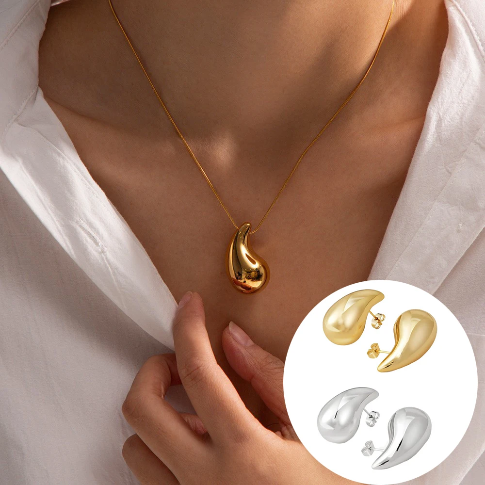 CARLIDANA Chunky Gold Plated Hoop Earrings for Women Lightweight Waterdrop Hollow Earrings Necklace Set Jewelry Statement
CARLIDANA Chunky Gold Plated Hoop Earrings for Women Lightweight Waterdrop Hollow Earrings Necklace Set Jewelry Statement