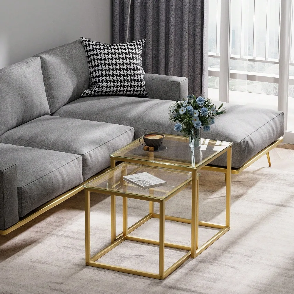 Coffee Table Set Of 2, Modern Black Glass Side Table, Metal Frame Square End Table, Center Tables, Nesting Coffee Tab
Coffee Table Set Of 2, Modern Black Glass Side Table, Metal Frame Square End Table, Center Tables, Nesting Coffee Tab