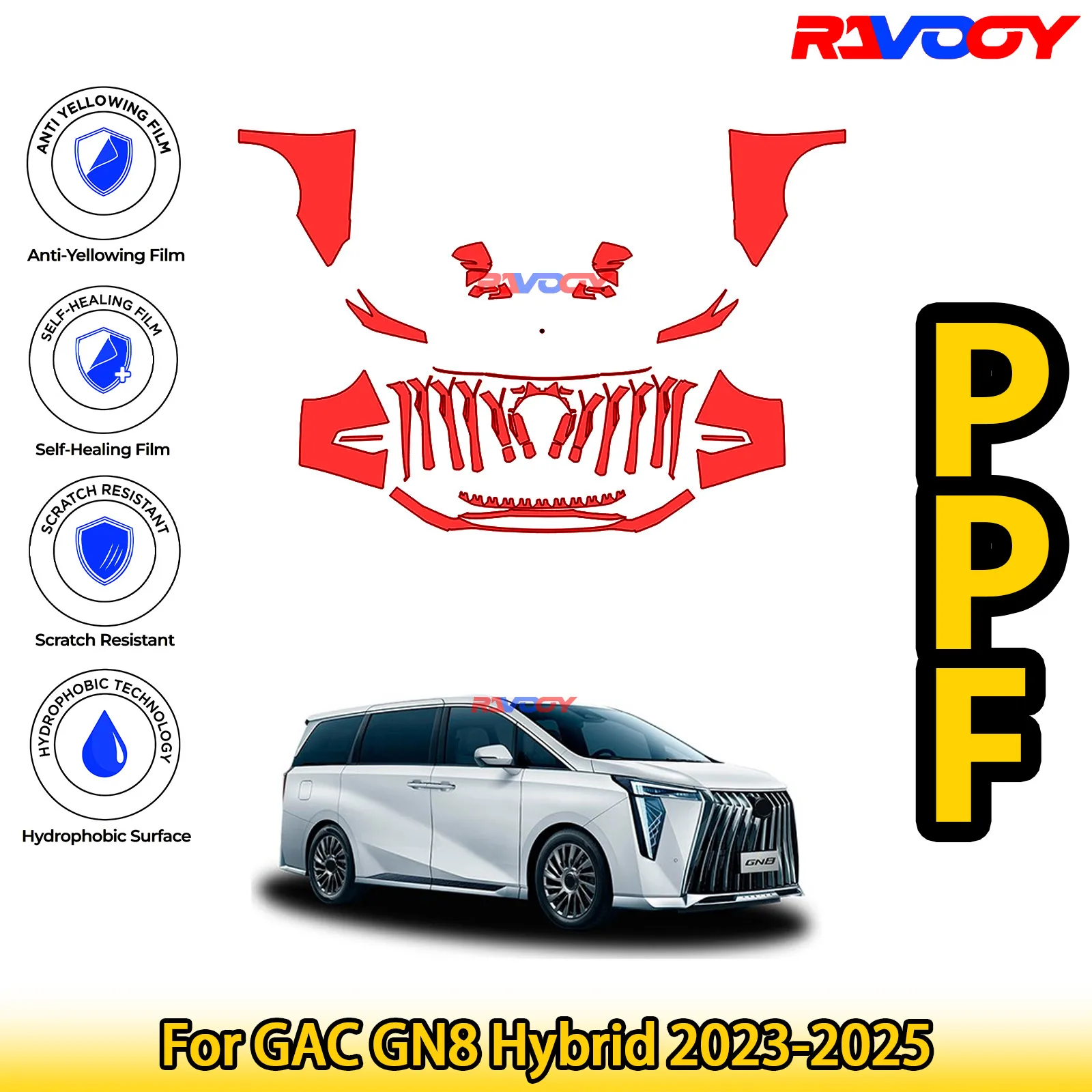 Для GAC GN8 Hybrid 2023-2025 глянцевая матовая черная предварительно вырезанная передняя PPF комплект защитная пленка для краски
Для GAC GN8 Hybrid 2023-2025 глянцевая матовая черная предварительно вырезанная передняя PPF комплект защитная пленка для краски
