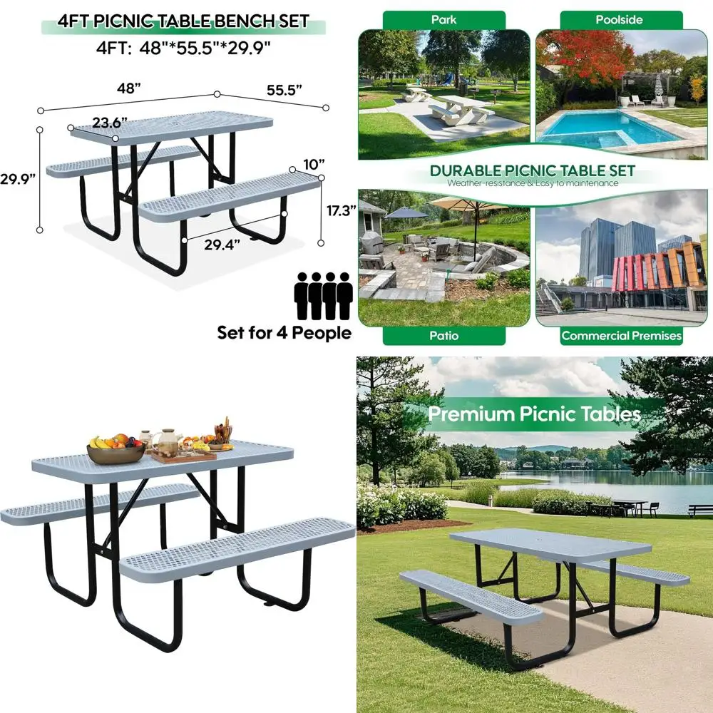 4T Recular Metal Picnic Table or Outdo, Commercial Steel Metal Picnic Tables, Heavy Duty Sturdy Picnic Tables urniture Set or Pa
4T Recular Metal Picnic Table or Outdo, Commercial Steel Metal Picnic Tables, Heavy Duty Sturdy Picnic Tables urniture Set or Pa