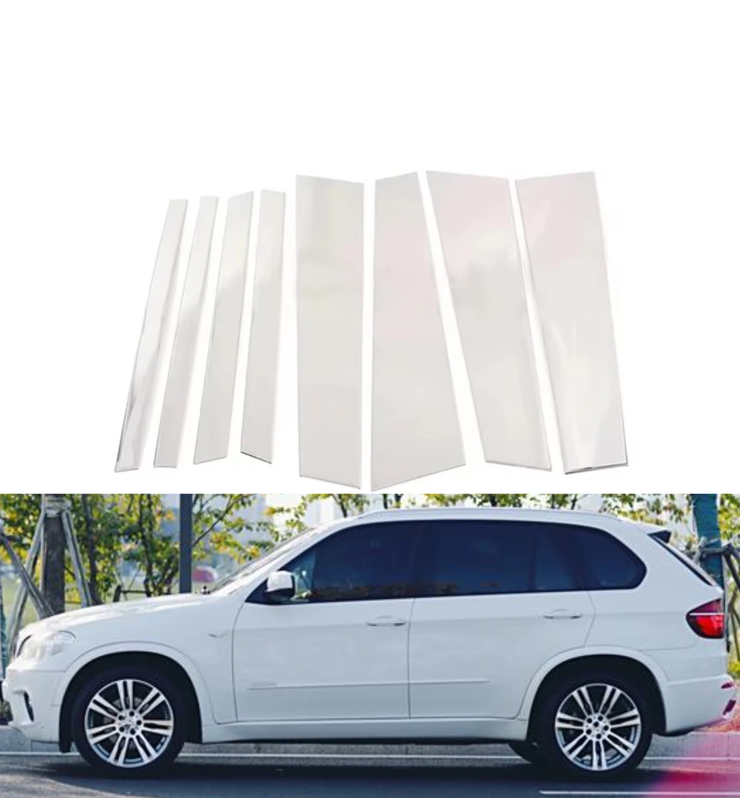 8PCS Silvery Pillar Posts Fit For BMW X5 E70 2007 2008 2009 2010 2011 2012 2013 Window Door Decoration Stickers Cover
8PCS Silvery Pillar Posts Fit For BMW X5 E70 2007 2008 2009 2010 2011 2012 2013 Window Door Decoration Stickers Cover