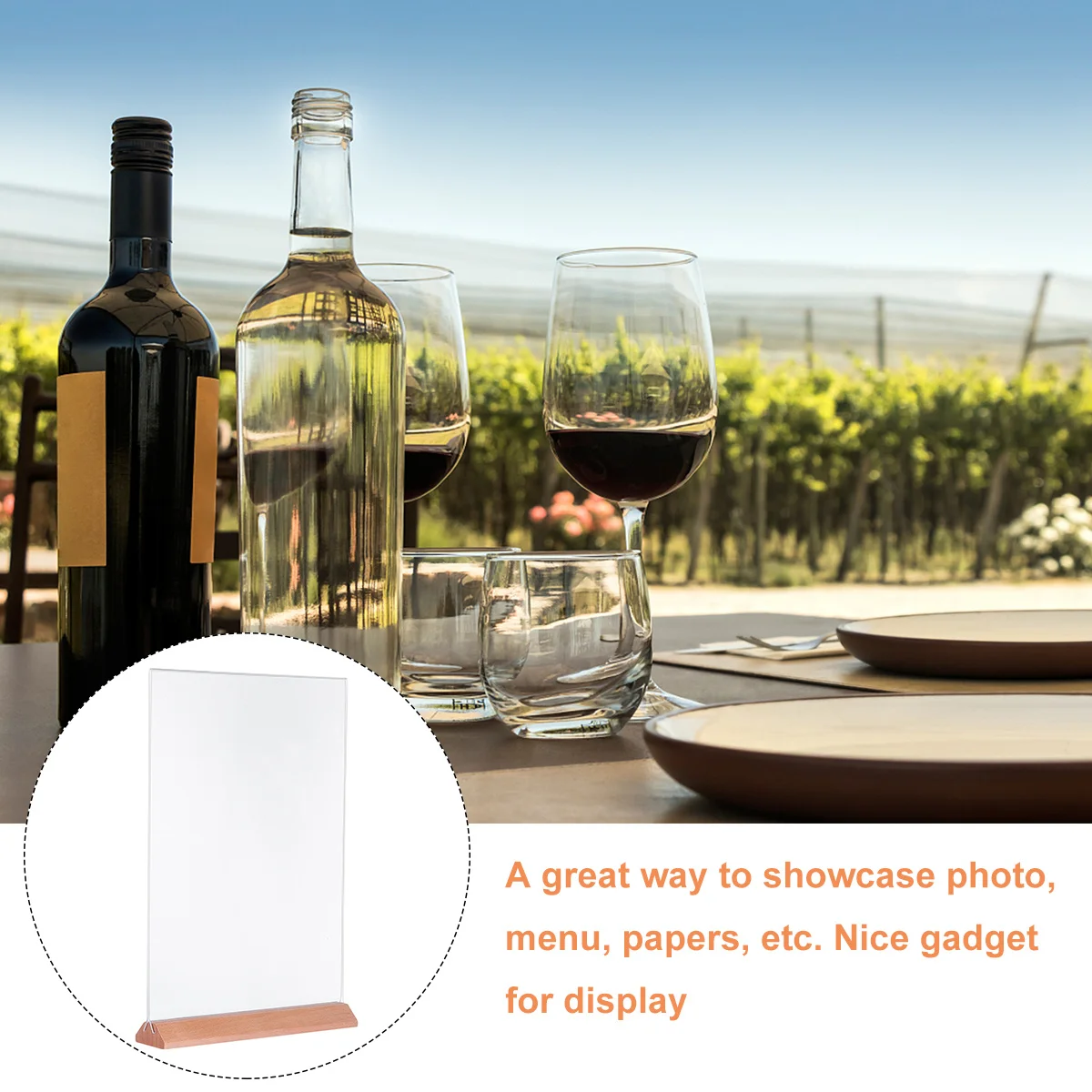 Transparent Acrylic Display Stand A4 Size Desktop Sign Holder for Shop Wedding Party Photo Advertisement Sign Holder 
Transparent Acrylic Display Stand A4 Size Desktop Sign Holder for Shop Wedding Party Photo Advertisement Sign Holder