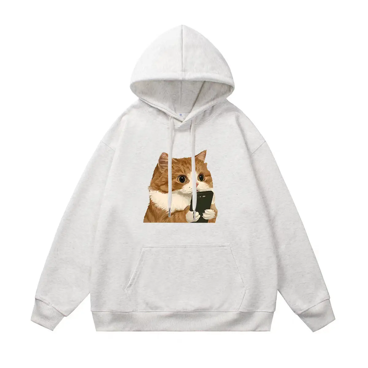 The Fat Orange Cat Is Playing with A Mobile Phone Print A Hooded Sweatshirt A Couple's Outfit A Pullover for Autumn and Winter
The Fat Orange Cat Is Playing with A Mobile Phone Print A Hooded Sweatshirt A Couple's Outfit A Pullover for Autumn and Winter