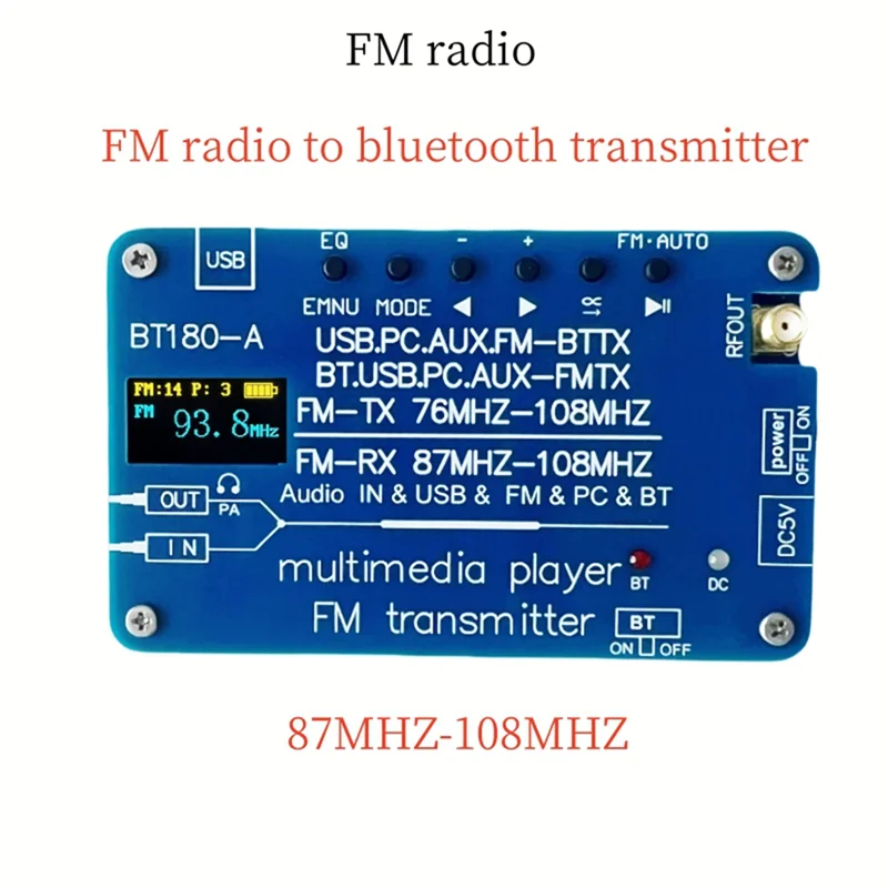 PM3 Bluetooth Transmitter FM Radio Car Audio Decoder Multifunctional Music Player To Radio
PM3 Bluetooth Transmitter FM Radio Car Audio Decoder Multifunctional Music Player To Radio