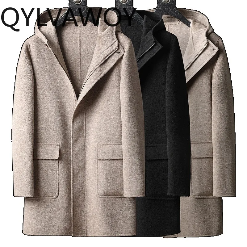 QYLVAWOY Double-faced Woolen Trench Coat Men 100% Wool Coat Hooded Mens Jacket Mid-length Coats for Men Clothing Пальто Fashion
QYLVAWOY Double-faced Woolen Trench Coat Men 100% Wool Coat Hooded Mens Jacket Mid-length Coats for Men Clothing Пальто Fashion