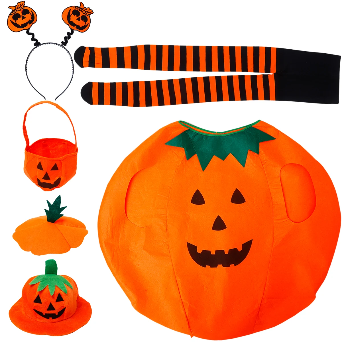 Pumpkin Costume Set Kids Adult Halloween Dress Clothing Parent-child Outfit Candy Bag Hat Unique Leaf Design Neckline Easy Wear
Pumpkin Costume Set Kids Adult Halloween Dress Clothing Parent-child Outfit Candy Bag Hat Unique Leaf Design Neckline Easy Wear