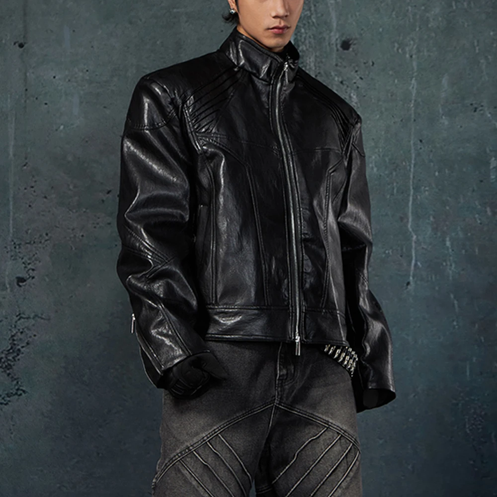 Super Cool Metal Skeleton Three-dimensional Structure Faux Leather Jacket Men's Stand Up Collar Motorcycle Jacket Zipper Jacket
Super Cool Metal Skeleton Three-dimensional Structure Faux Leather Jacket Men's Stand Up Collar Motorcycle Jacket Zipper Jacket